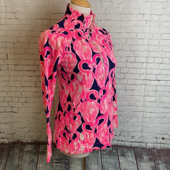 Lilly Pulitzer UPF 50+ Skipper PopOver Sweater Flamingos‎ XS Preppy Resortwear - Picture 9 of 15